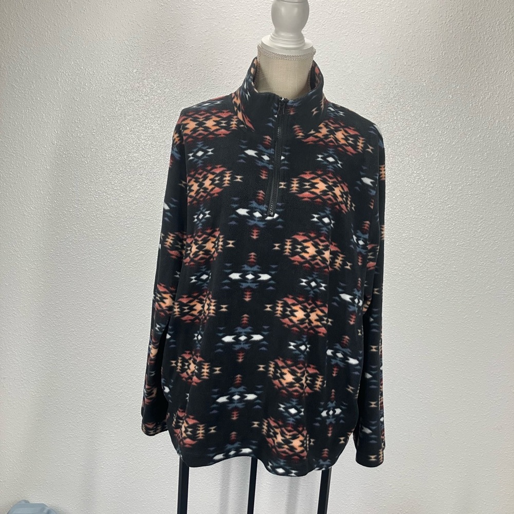 Cotton & Rye Fleece Jacket 1/4 Zip w/ Pockets Aztec Western WOMENS EXTRA LARGE - Picture 10 of 10